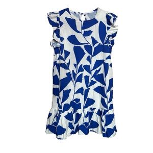 Women’s Blue and White Ruffle Hem Dress